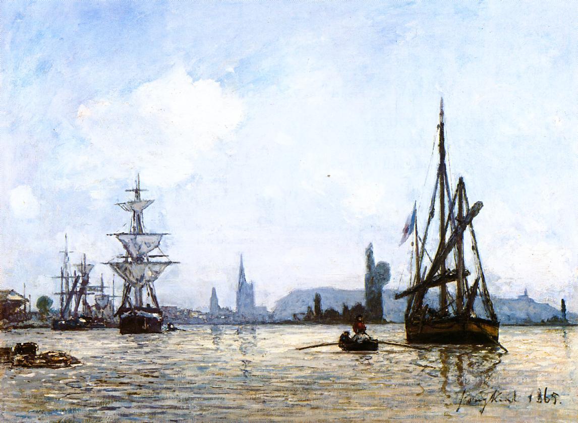 View of Rouen ship seascape Johan Barthold Jongkind Oil Paintings